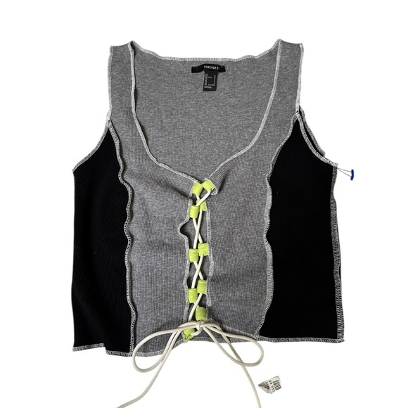 Forever 21 Tops - Forever 21 Women's Knit Grey Tank Top with Tie Up‎ Front Size S 108